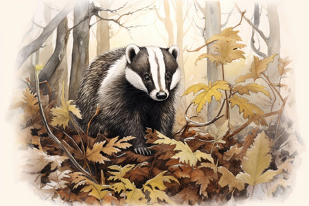 badger in the forest
, watercolor style, Generative AIの素材