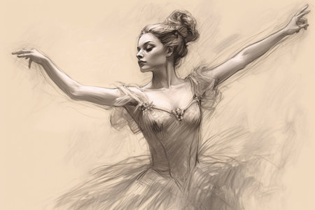 ballerina dancing, sketch, realistic on a light background in the rococo style
, , Generative AIの素材