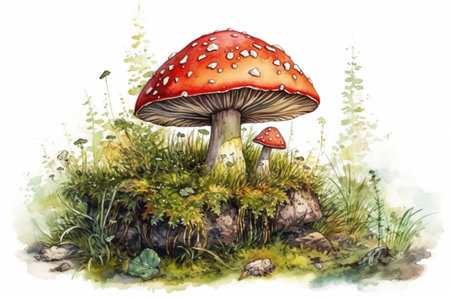 fly agaric in the forest
, watercolor style, Generative AIの素材