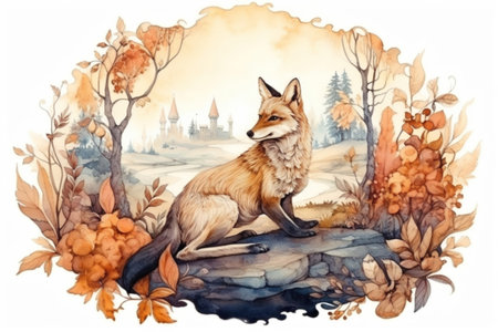 fox in the forest, watercolor
, watercolor style, Generative AIの素材