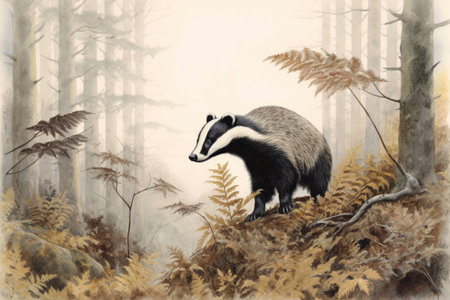 badger in the forest
, watercolor style, Generative AIの素材