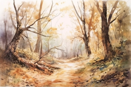 path in the forest, watercolor, illustration
, watercolor style, Generative AIの素材