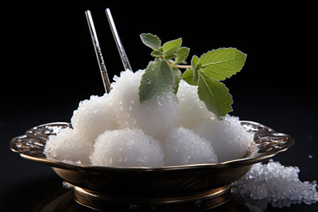 White figured sugar and crystal sugar sticks and sweets on a dark background, Generative AIの素材