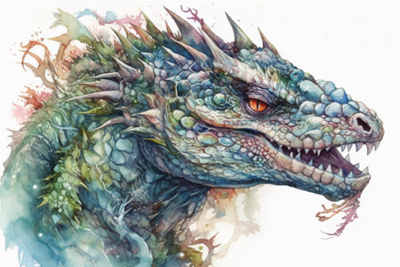 portrait of a dragon on a white background
, watercolor style, Generative AIの素材