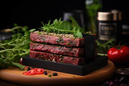 baked meatloaf with herbs,
  Generative AIの素材