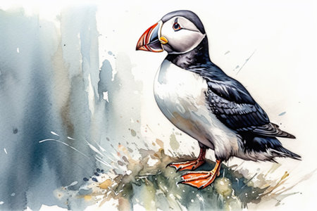 atlantic puffin
, watercolor painting , Generative AIの素材