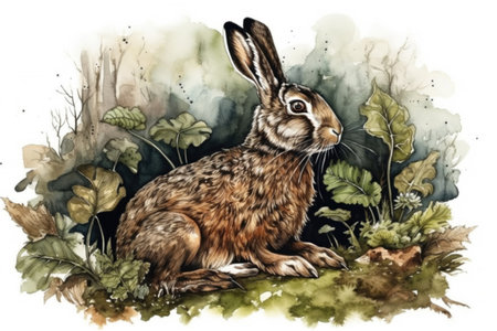 hare in the forest, watercolor
, watercolor style, Generative AIの素材