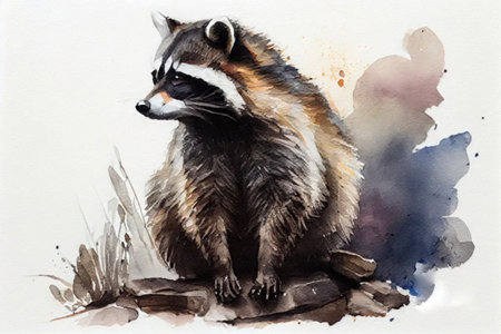 raccoon on white background
, watercolor painting , Generative AIの素材