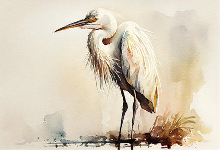 white heron in front of a white background
, watercolor style, Generative AIの素材