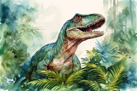 dinosaur in tropical jungle
, watercolor style, Generative AIの素材