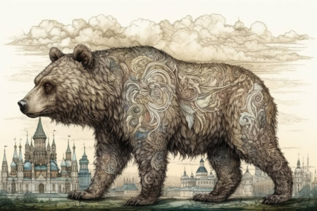 bear against the background of the city, watercolor
, watercolor style, Generative AIの素材
