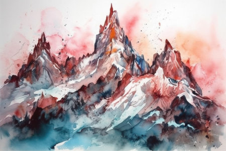 mountains with high peaks, watercolor, illustration
, watercolor style, Generative AIの素材