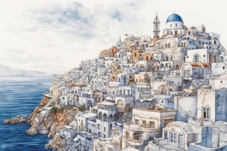 Santorini, watercolor
, watercolor style, Generative AIの素材