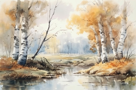 flood and birches on a light background
, watercolor style, Generative AIの素材