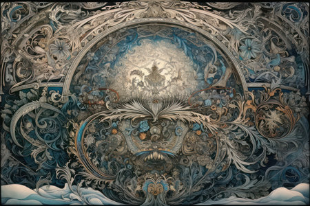 Abstract fractal background. Computer-generated image. Digital art.の素材