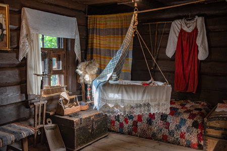 Interior of the house of the nanny Arina Rodionovna in the village of Kobrino. (2024)の写真素材