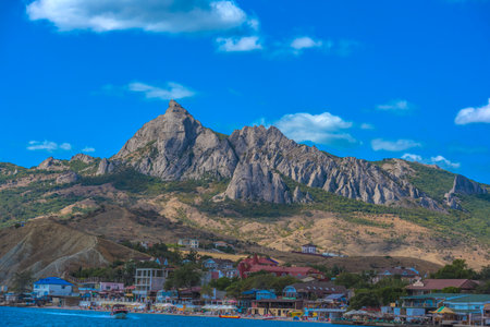 View from the sea to Kara-Dag.の写真素材