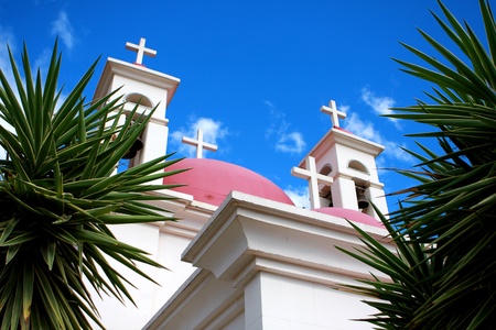 Greek Orthodox church near the Sea of Galilee (Kineret lake), Ð¡apernaum, Israelの写真素材