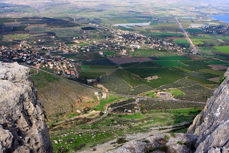 View of Galilee from Arbel mountain, Israelの写真素材
