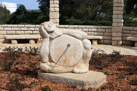Sundial sculpture in the Rose garden, Ramat Hanadiv, Israel