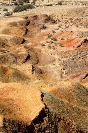 Different colored sand in Negev desert, Israelの写真素材