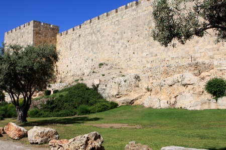The walls of the Jerusalem old city, Israelの写真素材