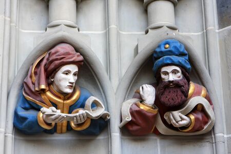 Detail of the Munster of Bern, gothic cathedral in Bern, Switzerlandの写真素材
