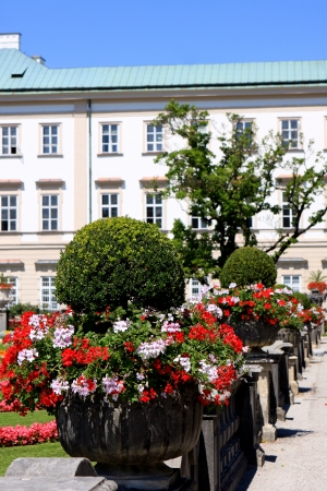 Salzburg, Austria - 23 July, 2012: View of Mirabell Palace with gardensのeditorial素材