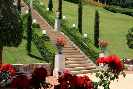 Haifa, Israel - 12 May, 2012: View of Bahai gardens on mount Carmeのeditorial素材