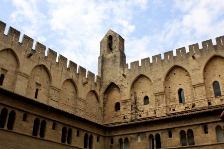 France - August 2012: The walls of Papal palace in Avignon, Franceのeditorial素材