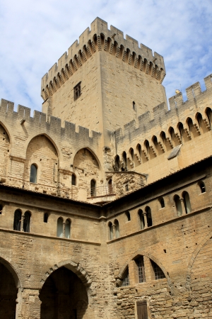 France - August 2012: The walls of Papal palace in Avignon, Franceのeditorial素材
