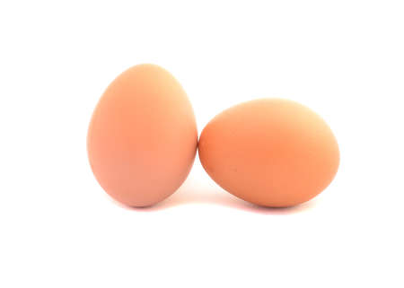 two eggs are isolated on a white backgroundの写真素材