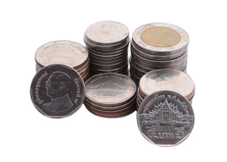 Coin thai bath on white background