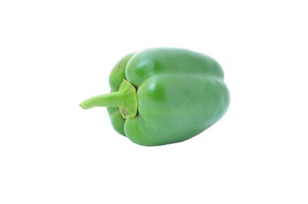 Green yellow pepper isolated on white [with clipping path]の写真素材
