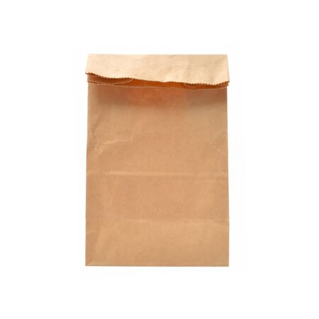 Brown paper bag isolated on whiteの写真素材