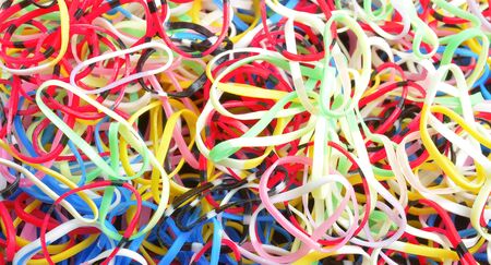 Set of multi-coloured elastic bands close upの写真素材