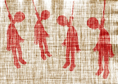 Scary halloween scene with hanging bodyの写真素材