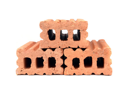 Old red brick isolated on white background