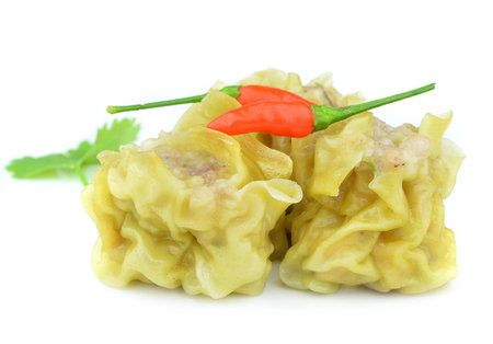 Dim Sum Chinese Dumplings Isolated on a White Backgroundの写真素材
