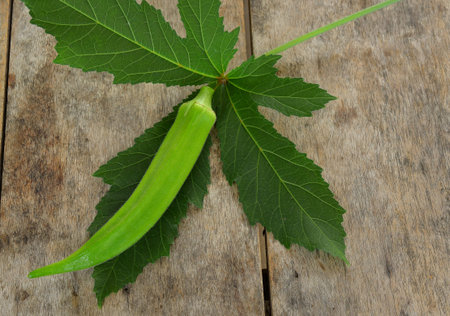 okra on the wood background