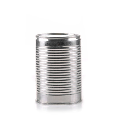 Canned food isolated on white