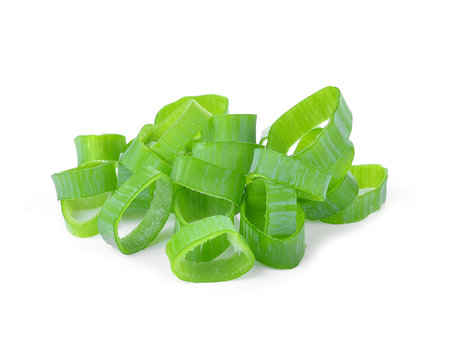 Japan sliced onion isolated on white background.の写真素材