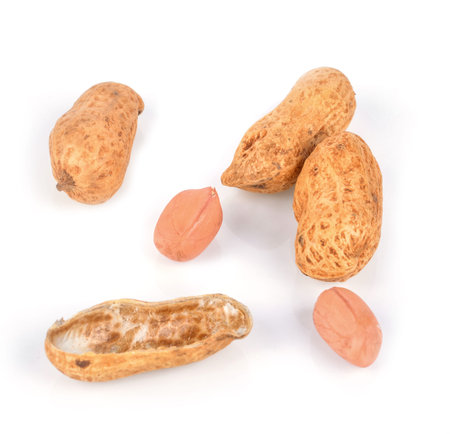 Peanuts on white background