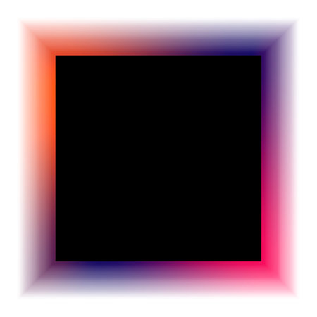 Glowing blue, orange and pink light square effect. Vibrant square neon frame. Blue square effect banner. Vector eps10のイラスト素材