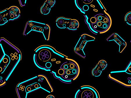 Video game controller gamepad background Gadgets and devices  pattern Modern Game Console...