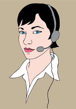 telemarketer, calling a young pretty womanのイラスト素材