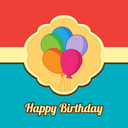 Abstract colorful illustration with birthday balloons. Birthday invitationのイラスト素材