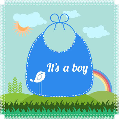 Vintage baby boy arrival announcement cardのイラスト素材