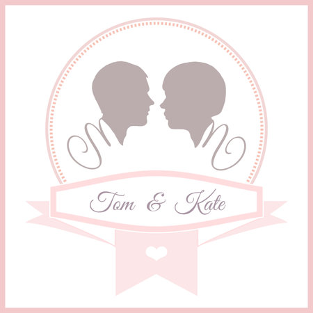 wedding invitation card template, coupleのイラスト素材