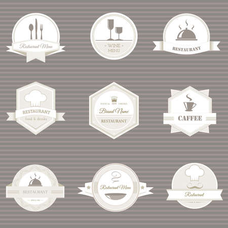  Collection of vintage retro grunge coffee and restaurant labels, badges and icons のイラスト素材